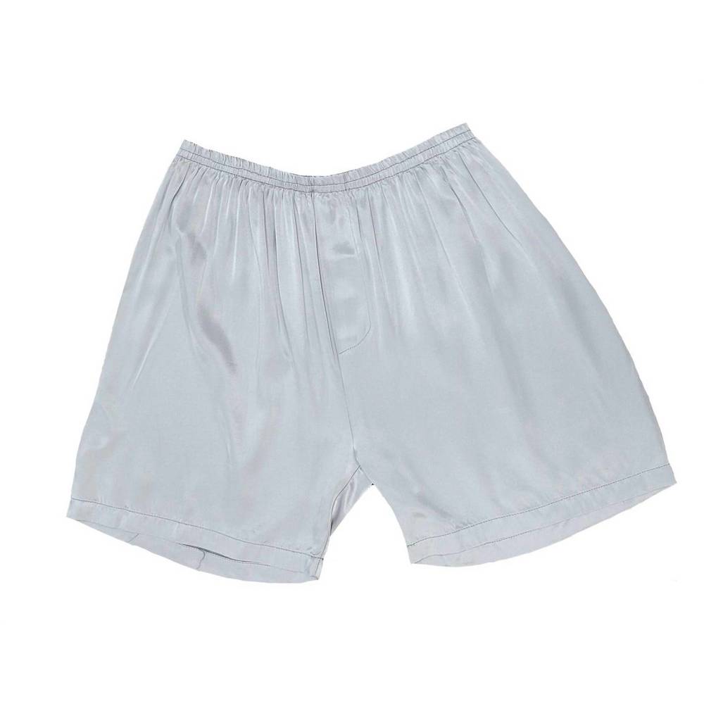 NEW PJ HARLOW adam satin boxer with faux fly in dark silver